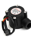 Plug And Play Flow Sensor With Half Inch NPT Thread For Arduino And Raspberry Pi, 1 To 30 Liters Per Minute Flow Meter, black
