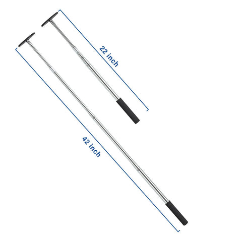 Telescoping Magnetic Pickup Tool With Bendable Hose Extends From 16 To 42 Inches, 78 Lb Magnet, shown extended at 22 and 42 inches