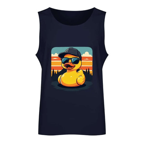 Mens Sleeveless Gym Tank Top With Dope Rubber Duck Graphic Wearing Sunglasses And Cap Cotton SweatWicking Workout Tee For Men Breathable Muscle Tank Perfect For Training Or Gym Sessions