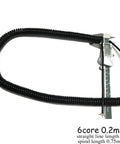 Heavy Duty Six Core Coiled Extension Cord With Spiral Spring Retraction For Mobile Equipment And Fixed Setups Tangle Free Stretch Cable.