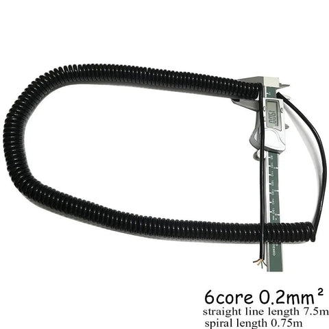 Heavy Duty Six Core Coiled Extension Cord With Spiral Spring Retraction For Mobile Equipment And Fixed Setups Tangle Free Stretch Cable.