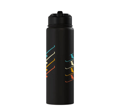 Black insulated stainless steel water bottle for sailplane pilots and glider enthusiasts cold sips for towplane launches