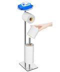 Floor Standing Toilet Paper Holder Dispenser With 4 Roll Capacity And Top Storage Shelf For Phone Wipes Wallet And More In Stainless Steel Chrome Finish Rustproof And Stable Easy Access No Fuss