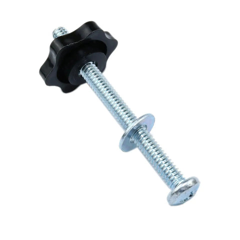 Heavy Duty T Track Knob Kit With Galvanized Screws Quarter Twenty Threads Three Inches Long Black Hex Nuts And Galvanized Flat Washers