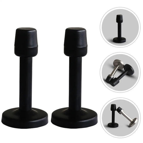 Stainless Steel Door Stopper 2 Pack With Handy Protective Buffer For Home Office And Store Use No Fuss Wall Guard That Prevents Knob Dings And Door Slam