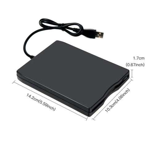 External USB 3.5 Inch Floppy Disk Reader Portable 1.44 MB FDD For PC Laptop Plug And Play Compatible With Windows 11 10 8 7 XP And Linux No Driver Needed For Accessing Legacy Floppy Data, black