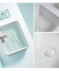 Countertop Bathroom Sinks 18.8"X14.5" Rectangular Bathroom Sink, Above Counter Ceramic Vessel Sink With Faucet, White Vanity Sink Basin Bathroom Vanity Sinks Basin with water and faucet.