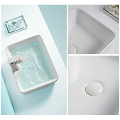 Countertop Bathroom Sinks 18.8"X14.5" Rectangular Bathroom Sink, Above Counter Ceramic Vessel Sink With Faucet, White Vanity Sink Basin Bathroom Vanity Sinks Basin with water and faucet.