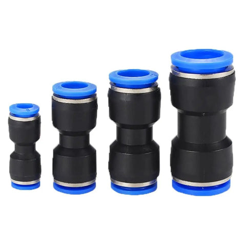 Push To Connect Fitting 3/8 Inch Pneumatic Air Line Quick Lock Adapter Pack Of Ten, heavy-duty plastic with stainless claw