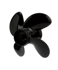 Fresh 4 Blade Aluminum Propeller Features Spitfire Geometry Delivering Legit Acceleration Boost And Slick Handling For 25 30 40Hp Outboards With 10 6 Inch Diameter And 12 Inch Pitch Right Hand Rotation, shown from the front.