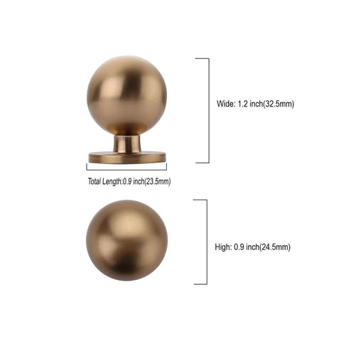 10 Pack 1 Inch Champagne Bronze Round Solid Ball Cabinet Knobs And Drawer Pulls Hardware For Kitchen And Bathroom Cabinets Durable Solid Metal Hardware Dope Look with size dimensions