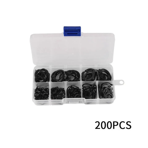 Ultimate 200 Piece Internal And External Retaining Circlips M6 To M20 C Clip Washers Set in plastic case with compartments