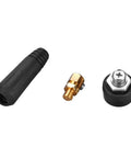 Top Tier Copper Welding Rapid Connector For DKJ Series Machines With Easy Change Adapter and Reliable Cable Hookup for Electric Power Supply Output Connection in Black Color - including black connector parts.