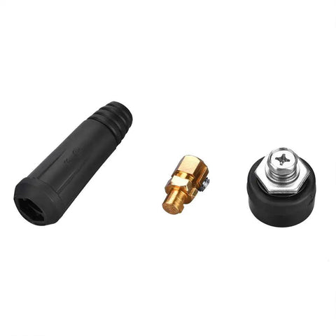 Top Tier Copper Welding Rapid Connector For DKJ Series Machines With Easy Change Adapter and Reliable Cable Hookup for Electric Power Supply Output Connection in Black Color - including black connector parts.