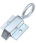Heavy Duty Carbon Steel Gate Latch With Spring Loaded Door Bolt And Window Lock Hardware showing a silver metal latch mechanism.