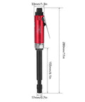 Extended Air Die Grinder With Adjustable Speed Control Pumping Twenty Thousand Rpm On An Extended Body showing 280mm size and red body.