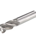 End mill with straight shank, 4-flute, silver milling cutter (side view)