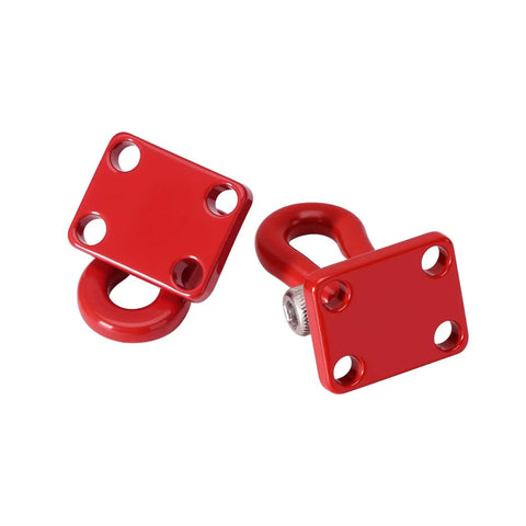 Red metal tow hook set for SCX24 TRX4M one twenty fourth and one eighteen RC crawlers, four-piece recovery hook kit