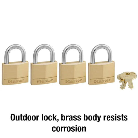 Solid Brass Padlock With Key 4 Pack For Indoor Outdoor Use Built To Last Heavy Duty Lock Set Four Locks With Keys