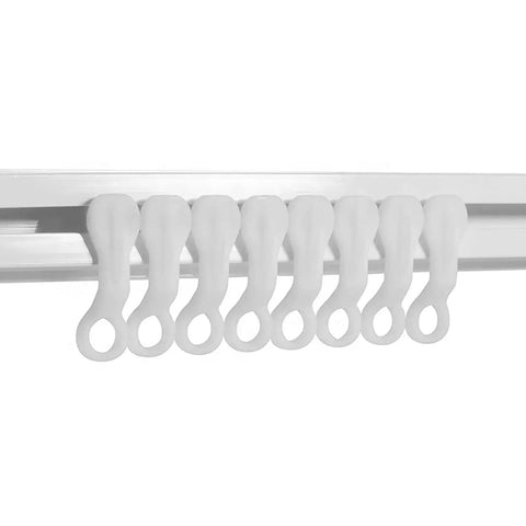 White Ceiling Curtain Track Set With 50 Drapery Carrier Slides For Standard White Traverse Rods Easy Glide Plastic Drape System Built To Last Odor Free Durable Tracks For Living Room Bedroom Windows, white plastic slides on rod