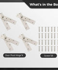 Discreet Bookcase Door Hinges Set, Heavy Duty Stainless Steel Pivot Hinge System With 360 Degree Rotation For Invisible Doors, 4 Pack