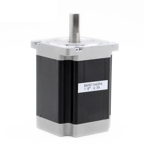 Bad Ass NEMA 34 Stepper Motor 86X114Mm 8Point7Nm 1240Ozin 6Amps 14Mm Key Shaft No Cap Heavy Power Build For Cnc Routers Mills Industrial Upgrades Smooth As Butter, close-up view showing key shaft and housing.