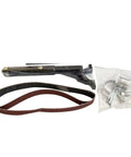 Upgrade Your Angle Grinder With This Solid Belt Sander Converter For Woodworking kit including belt, adapter, and mount parts.