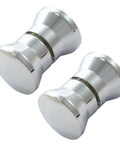 Smooth Chrome Shower Door Handle Pair Featuring Tough Abs Core And Grippy Tactile Texture For Rapid Diy Install On Bathroom Glass Doors And Panels Up To Three Quarter Inch Thick, showcasing chrome knobs with a reflective finish.