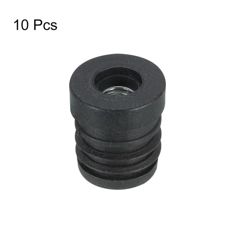 Black Plastic Round Tube Plugs With M6 Thread, Fits 19mm (0.75 Inch) OD Tubes, 10 Pack, Furniture Leg Plugs And Tube Inserts For Chair Casters, DIY Projects, Durable, Secure Fit