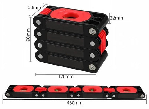 Multi-Fold Magnetic Spirit Level Measuring Ruler For Woodworking, Home in folded and extended positions, 480mm length