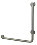 24 Inch L Shaped Grab Bar Left Hand In Brushed Nickel Heavy Duty Stainless Steel Bath Safety Rail With Concealed Mounting Flanges One And A Quarter Inch Tube Supports Up To 330 Lbs Easy Install For Shower And Bathroom Accessibility.