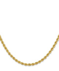 Handcrafted 14K Yellow Gold Rope Chain With Sturdy Lobster Clasp And Smooth Polished Finish Exactly Twenty Two Inches Long.