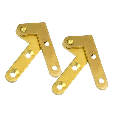 2 Pack Concealed Pivot Door Hinge Brass Gold For Cabinets And Doors, L Shaped Hidden Pivot Hinge for swing doors visible on white background