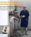 No Sweat 150W Circular Saw Guide Rail Kit With Adjustable Cutting Depth And One Touch Lift in use with remote control.