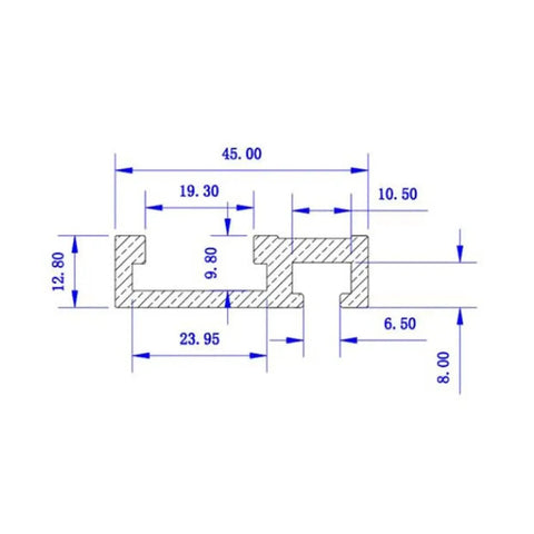 Premium Red Aluminum 600mm T Slot Miter Track With Scale For Precise Woodworking And DIY Projects design specifications diagram