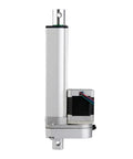 Heavy Duty Nema 17 Linear Actuator System Featuring Slick Telescopic Rod Extension For No Sweat Automated Motion Control With 900N Hard Push Capacity 200Mm Stroke Length side view showing sturdy metal construction and electrical connections.