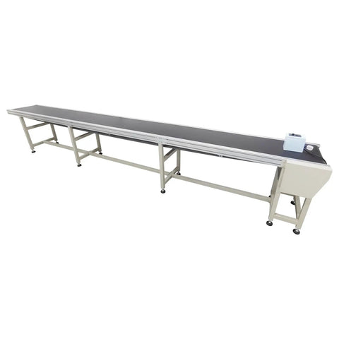 Heavy Duty Workhorse PVC Conveyor System With Wear Resistant Belt And Middle Support Roller 177 By 15.7 Inch Adjustable Speed From 13 To 65 Feet Per Minute Rubber Leg Stand 110V Great For Coding Marking And Packaging, side view
