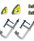 Economy Welding Table Clamp Kit 6 Piece Set For Fast Setup And Rock Solid Hold Includes Magnetic V Pads XDV4 MagSpring Clamps UBV45 Mini Magnet