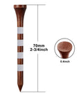 Wooden Golf Tees 3 1 Quarter Inches 100 Count Natural Hardwood Brown With White Markings, single tee with measurements shown