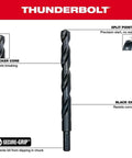 Milwaukee Thunderbolt drill bit, black oxide, front view with split-point tip