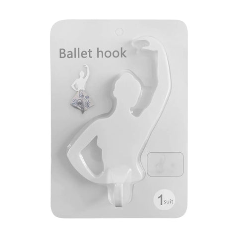Kickass Sticky Wall Hooks Featuring A Snazzy Ballet Design Deliver Rock Solid Hold For Quick Organization And Snazzy Room Accents Without Damage Or Drilling Required, white ballet hook package with unique dancer silhouette.