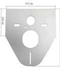 Kick Noise To The Curbs With This Heavy Duty Sound Insulation Pad For Toilet Bowl Connection Self Adhesive Eva Foam Anti Vibration Mat Wall Hang Fixture Upgrade Apartment Game Changer in silver color with dimensions.