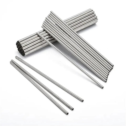 Front view of JoyTube 1/2 in OD 304 stainless steel round tubes, 6 in long, 1/25 in wall, set of 6