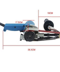Mini Belt Sander Small Portable Grinding Machine For Knife Sharpener And Polishing High Speed Motor desktop view with measurements.