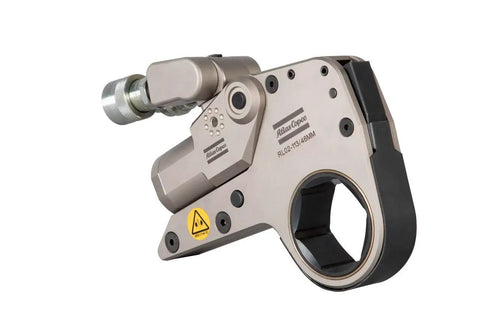 Badass Low Profile Hydraulic Torque Wrench Built From Aircraft Grade Aluminum And Heavy Duty Industrial Hand Tool For 255 To 1710 Ft Lbs Torque Range, side view showing precise design.