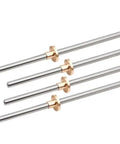 Premium T8 Leadscrew Kit For 3D Printer Mods With Matching Nut 100 To 500mm Length Durable Steel Lead 2mm Or 8mm Linear Motion Parts Ready To Roll. four steel T8 leadscrews with brass nuts for 3D printer Z-axis