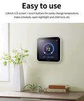 4 Inch Full Touch Screen Smart WiFi Thermostat TJ-560 With App Control Energy Saving Easy Install shown on wall in living room