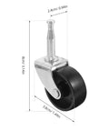 2 Pack 1.5 Inch Silent Rubber Furniture Caster Wheels With Stem For Sofa Coffee Table Replacement Trolley Wheels Side View