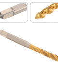 Pro Grade Thread Tap Drill Bit Set 1/4-20 High Speed Steel Titanium Coated Spiral Point Tap For Fast, Reliable Threading, close-up