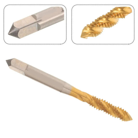Pro Grade Thread Tap Drill Bit Set 1/4-20 High Speed Steel Titanium Coated Spiral Point Tap For Fast, Reliable Threading, close-up
